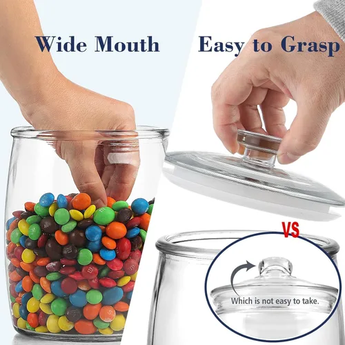 Vista 3 de Tarros de vidrio de medio galón con tapa, juego de 2 tarros de galletas de boca ancha, tarro de boticario para dulces, recipientes de vidrio