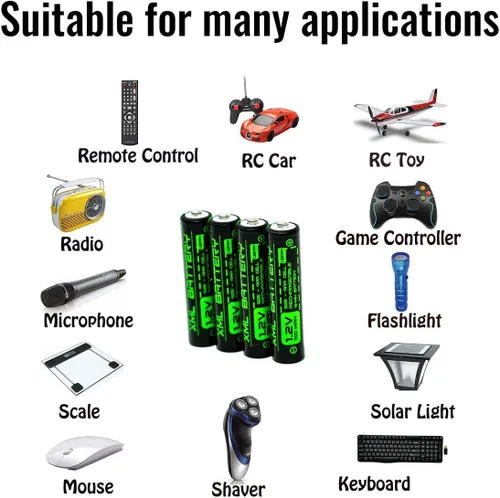 Vista 5 de (4 unidades) 1.2v 1100mAh AAA Ni-MH batería recargable de baja autodescarga para luces solares, más