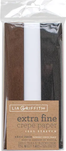 Lia Griffith PLG11030 Papel crepé extrafino, 16 pies cuadrados en total, paquete básico, 3 unidades