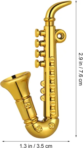 Vista 6 de Mini modelo de saxofón modelo de saxofón en miniatura, colección musical, adornos decorativos (dorado)