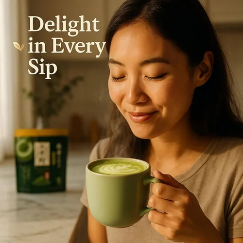 Vista 5 de Latte Doble Rico de Leche Matcha Uji de Tsujiri, Bolsa resellable de 150g hecha en Kioto, Japón