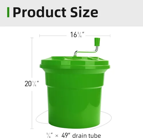 Vista 2 de Escurridor y secadora de ensalada comercial de 5 galones, lavadora manual grande de verduras y secadora de verduras con tubo de drenaje, resistente
