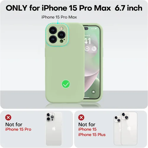 Vista 5 de Vooii Funda compatible con iPhone 15 Pro Max, silicona de alta calidad mejorada, protección de cámara forro de microfibra suave antiarañazos a