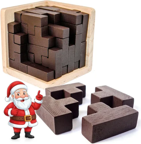 Vista 7 de Sharp Brain Zone Cubo de rompecabezas de madera 3D (estilo 9Z 16T) Colorido rompecabezas de madera ecológico para estimulación mental, enfoque