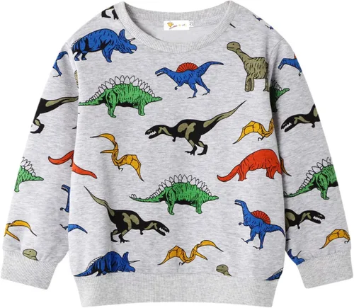 Sudaderas de manga larga para niños pequeños sudadera deportiva de elefante suéter de dinosaurio cuello redondo camisetas para niños de 2 a 7 años
