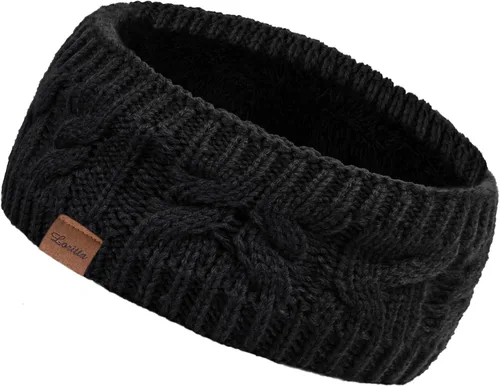 Vista 2 de Loritta Diademas para mujer con forro polar de punto trenzado cálido y mullido para invierno