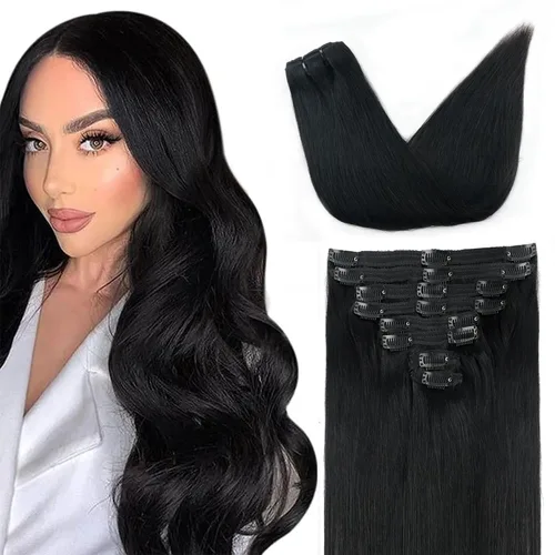 Vista 9 de Extensiones de cabello con clip, rizado birmano, de cabello humano Remy real, 8 piezas, extensiones con clip de cabello humano Remy para mujeres