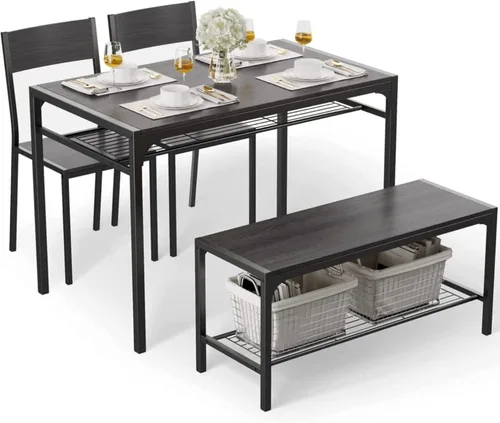 Vista 26 de Gizoon Juego de mesa de comedor para 2, mesa de cocina de 3 piezas con 2 sillas para espacios pequeños, apartamento, cocina, comedor, ahorro