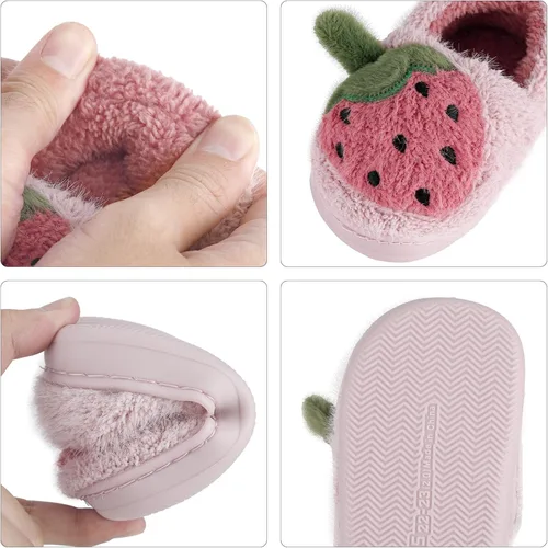 Vista 3 de ESTAMICO Pantuflas lindas para niñas con espuma viscoelástica para niños, zapatos cálidos de invierno para casa
