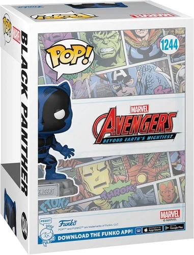 Vista 3 de Funko Pop! & Pin: Los Vengadores: Los héroes más poderosos de la Tierra - 60 aniversario, Pantera Negra con Pin, Exclusivo de Yaxa