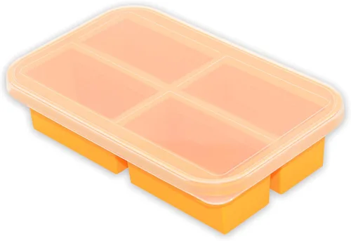 Bandeja de silicona para congelador Bangp para cubitos de hielo de sopa, bandeja de congelación de 1 taza con tapa para preparación de comidas,