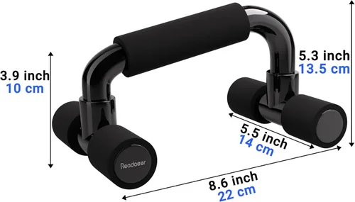 Vista 5 de READAEER Barras de Flexiones para Gimnasio, Equipo de Ejercicio, Fitness, 1 Par de Mangos de Flexiones con Agarre de Espuma Acolchada y Estructura