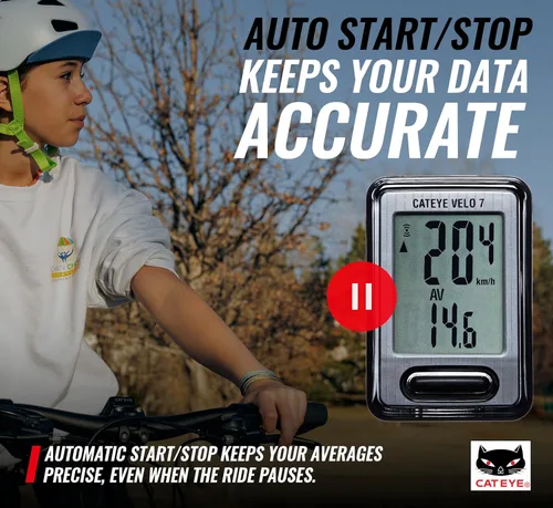 Vista 5 de CATEYE Computadora de bicicleta con cable - Velocímetro y odómetro de nivel básico, perfecto para ciclistas principiantes, arranque y parada