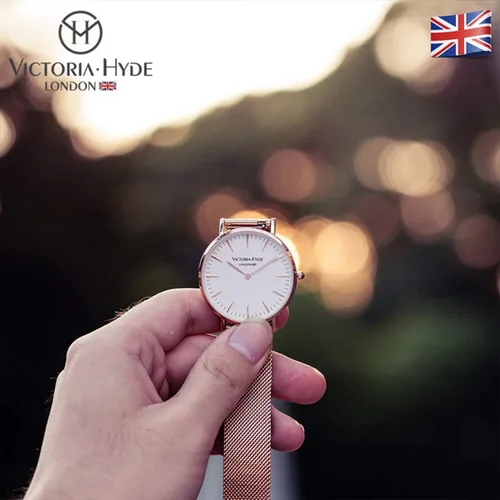 Vista 4 de VICTORIA HYDE - Reloj de pulsera para mujer con brazalete de acero inoxidable, color plateado y oro rosa, Casual