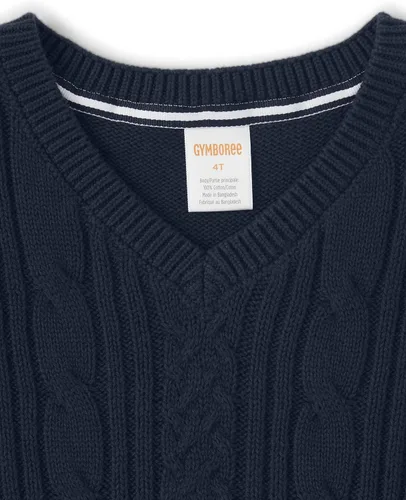 Vista 3 de Gymboree Chaleco de punto trenzado con cuello en V para niños y niños pequeños