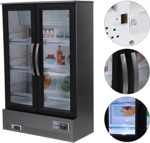 Vista 2 de Zerodeko 1 modelo de refrigerador de casa de muñecas, refrigerador de plástico miniatura de simulación, refrigerador portátil, refrigerador