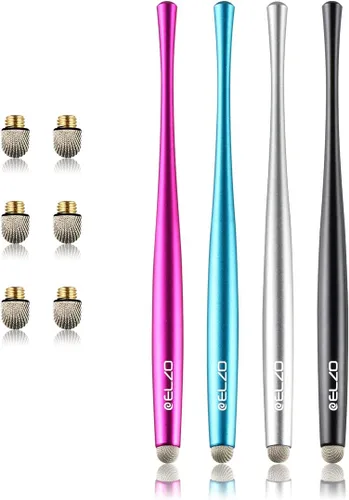 Vista 7 de Elzo Lápiz capacitivo universal con pantalla táctil capacitiva, 2 paquetes con 4 puntas finas de fibra de repuesto para tablet, iPad, iPhone