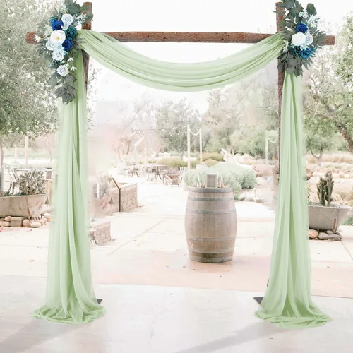 Vista 3 de Wedding Arch Draping Fabric, 1 Panel 28" x 19Ft Wedding Arch Drapes Sheer Backdrop Curtain for Wedding Ceremony Party Ceiling Decor (Sage Green)