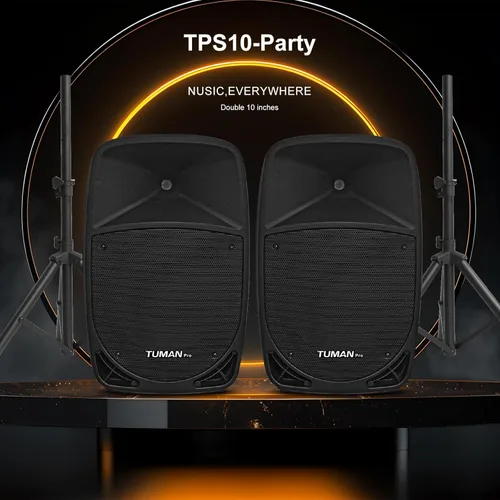 Vista 2 de Sistema de altavoces PA de 10 pulgadas, 1200 W de alta potencia, compatible con Bluetooth, par activo + pasivo de altavoces de sonido