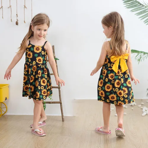 Vista 2 de Vestido de verano para niños pequeños, con diseño de dinosaurio, sin espalda, con lazo, vestido de playa de cumpleaños