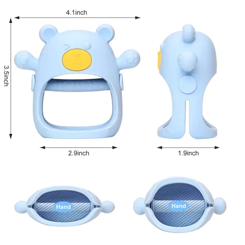 Vista 6 de Juguete de dentición Never Drop para bebés de 0 a 6 meses, juguetes masticables para bebés para necesidades de succión, chupete de mano de silicona