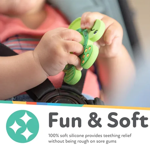 Vista 4 de Nuby Teethe N' Pop - Mordedor sensorial para jugar al bebé, juguete de dentición para bebés de más de 3 meses, tortuga
