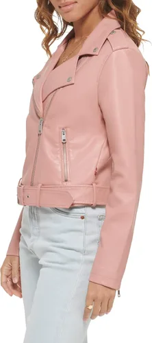 Vista 6 de Levi's Chaqueta de moto de piel sintética con cinturón para mujer (talla regular y grande)