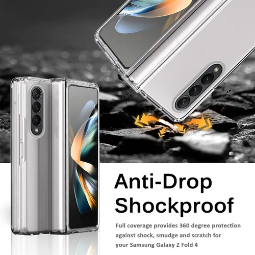 Vista 5 de Miimall Funda compatible con Samsung Galaxy Z Fold 4 con bisagra, carcasa rígida ultrafina de policarbonato todo incluido, anticaídas, plegable