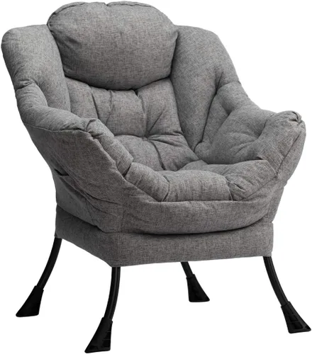 Vista 18 de HollyHOME - Silla perezosa con otomano plegable, sillón de ocio acentuado y cómodo, taburete plegable con reposapiés, sofá de ocio y silla