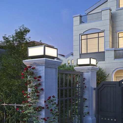 Vista 6 de Lámpara de Poste de Pilar, Luz de Tapa de Cubierta de Valla Linterna Lámpara de Columna para Superficie Plana Decoración de Patio Jardín