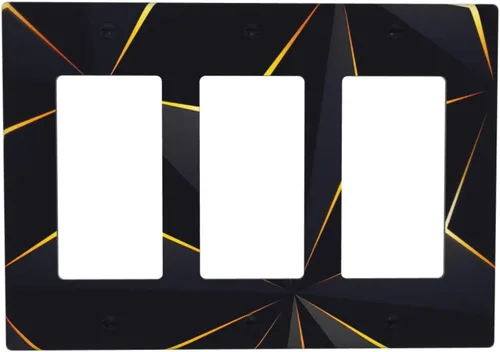 Vista 161 de Placa de Cubierta de Interruptor de Luz de 2 Posiciones Combinación de Abstracción/1 Toggle 1 Rocker Placas Decorativas de Pared de Plástico Negro