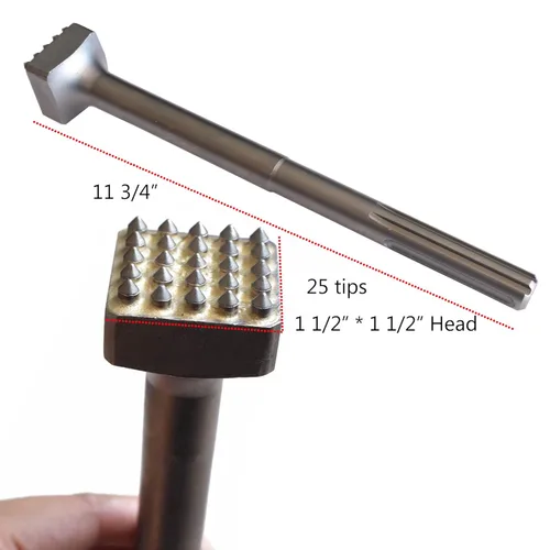 Vista 4 de Parche de reparación de hormigón SDS Max de 11 3/4 pulgadas, 25 puntas, herramienta de buje, cabeza cuadrada de 1 1/2 pulgadas, paquete de 1
