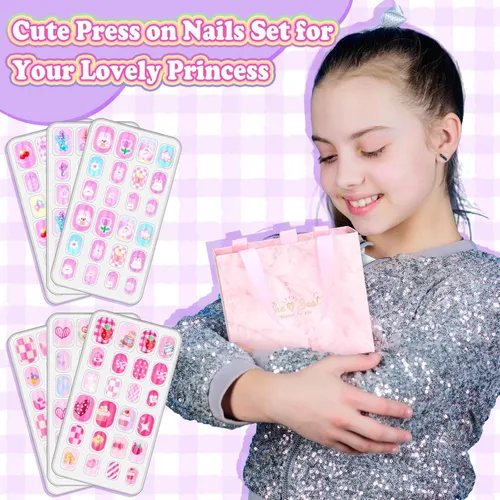 Vista 7 de Juego de 144 uñas postizas a presión, bonitas uñas acrílicas para regalo Linda estrella.