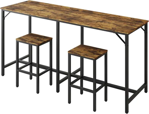 Vista 7 de YATINEY Juego de mesa y sillas de bar de 70.9", juegos de mesa y sillas de comedor, mesa de altura de mostrador de 3 piezas y 2 taburetes, mesa