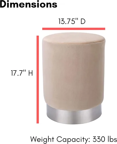 Vista 9 de BIRDROCK HOME Taburete otomano redondo – Diseño moderno de taburete acolchado suave – Ideal para sala de estar, dormitorio, reposapiés compacto