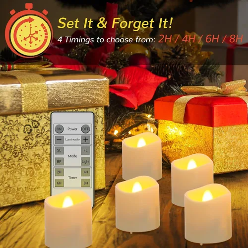 Vista 5 de Velas LED recargables con control remoto, 6 velas LED parpadeantes sin llama, velas de batería parpadeantes para decoración de Halloween, Navidad
