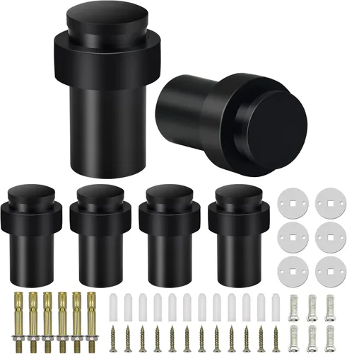 Vista 17 de KOLAKO Tope de puerta, tope de puerta de piso, negro para parte inferior de la puerta, 2 pulgadas (1.969 in), resistente, cilíndrico comercial