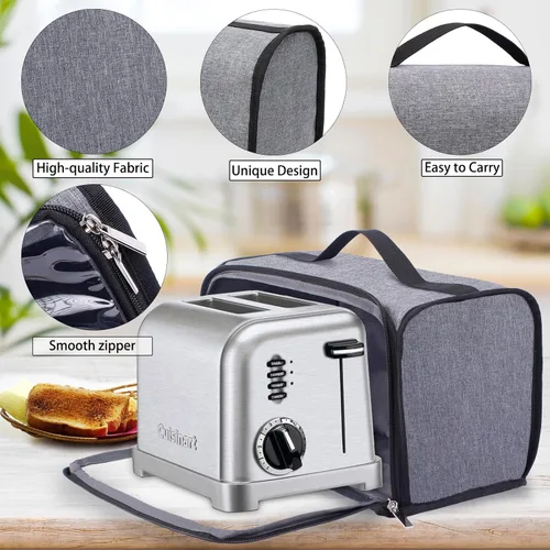 Vista 2 de Cubierta para tostadora con base para 2 rebanadas con ranura ancha, cubiertas antipolvo compatibles con Cuisinart de 2 rebanadas, bolsas