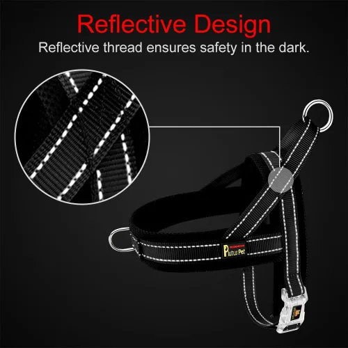Vista 4 de Plutus Pet Arnés sin tirones para perro, con acolchado de malla transpirable, arnés reflectante ajustable a prueba de escapes, arnés de chaleco