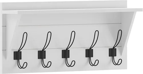 Vista 8 de HBCY Creations Perchero de pared de madera maciza color marrón rústico con estante, 5 ganchos, 24 pulgadas de largo, cocina, vestíbulo, entrada