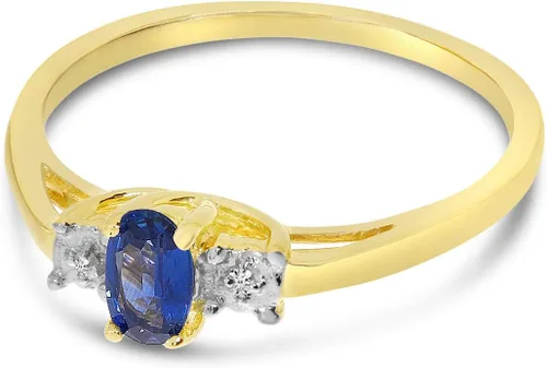 Vista 4 de Anillo de zafiro y diamante en oro amarillo de 14 quilates