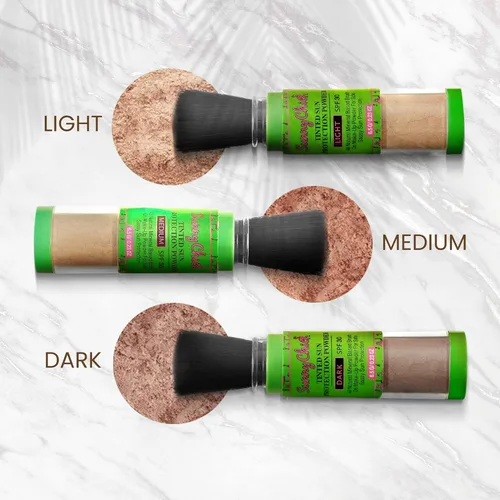 Vista 4 de Protector solar natural en polvo, protector solar mineral tintado con pincel SPF30 .23 oz (ligero)