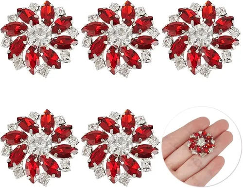 Vista 9 de FINGERINSPIRE 6 botones de vástago de diamantes de imitación de aleación de flores verdes y plateadas, botones de diamantes de imitación de 1