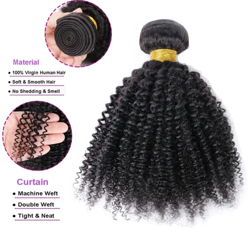 Vista 3 de Extensiones de cabello humano afro rizado 4B 4C Afro Kinky a granel de cabello humano virgen sin procesar para mujeres, negro natural, 8 pulgadas