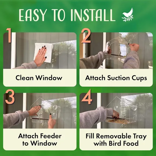 Vista 2 de Comedero para pájaros de ventana con ventosas fuertes, comederos de ventana transparentes para exteriores - casa de pájaros transparente, soporte