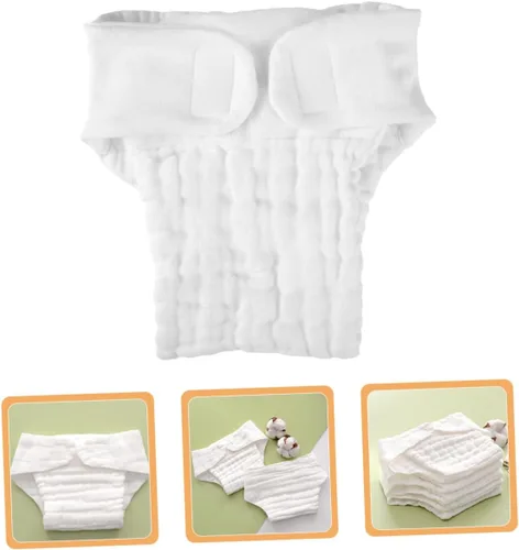 Vista 8 de 5 piezas de pañales reutilizables para pañales de tela lavable, almohadillas de fibra de algodón suave, alternativa a los pañales, color blanco