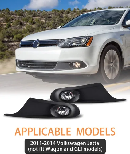 Vista 2 de AUTOWIKI Faros antiniebla para Volkswagen Jetta 2011-2014 (no compatible con Wagon, modelos GLI) 2 piezas OEM faros antiniebla de repuesto