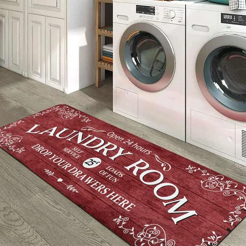 Lahome Alfombra de pasillo para cuarto de lavandería estilo casa de campo, 20"x59", alfombras y tapetes lavables para cuarto de lavandería, alfombra