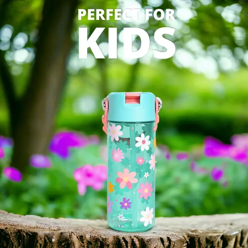 Vista 6 de Elemental Botellas de agua para niños – Botella de agua para niños Splash para la escuela con mango Pop-it – Botella de agua de plástico Tritan sin