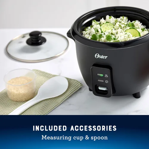 Vista 4 de Oster - Arrocera de 6 tazas con bandeja vaporizadora, máquina de arroz eléctrica, función mantener caliente automática, olla interior antiadherente